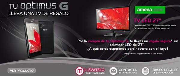LG Optimus G negro más una TV LED de LG gratis