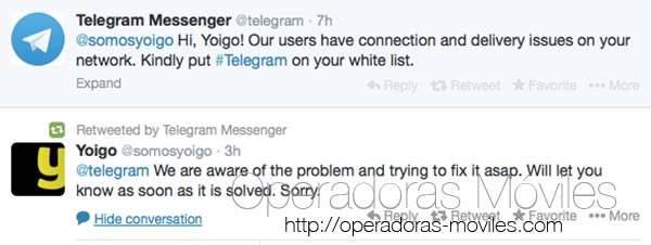 Un problema impide a clientes de Yoigo usar la app Telegram
