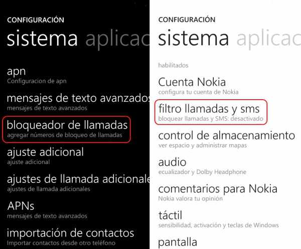 Bloquear llamadas: Windows Phone