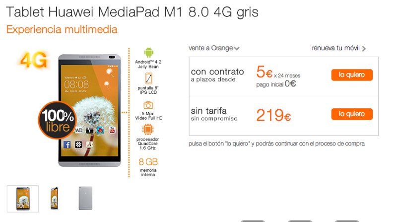 ofertas tablet orange 4g 800